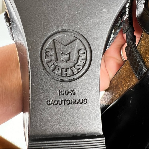 Mephisto Air Relax Wedge Ankle Strap Faux Snakeskin Leather Sandal size 37/7 - Picture 13 of 14